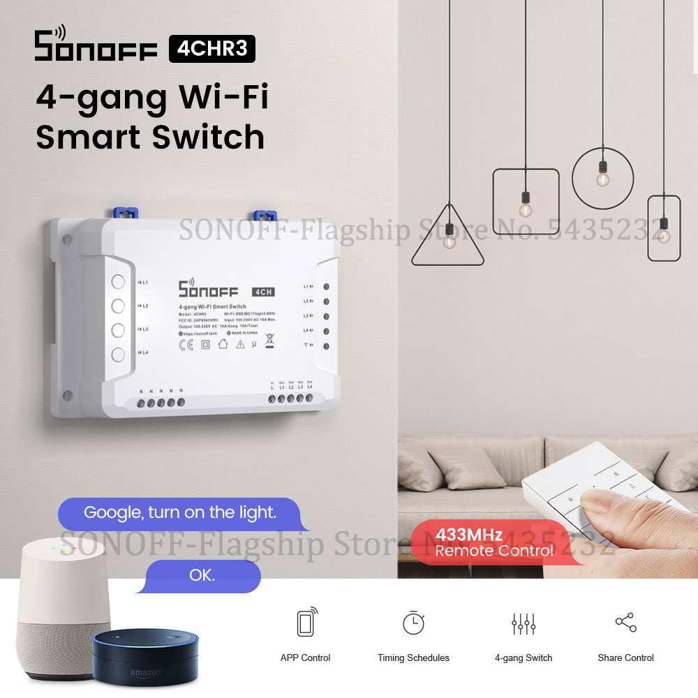 Itead SONOFF 4CH R3 Wifi Remot - Home Automation Ideas ulasan dan harga